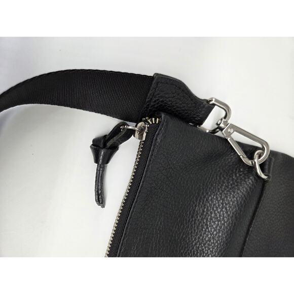 PRUNE Pebbled Black Leather Cross Body Bag Zip Foldover - Picture 10 of 16